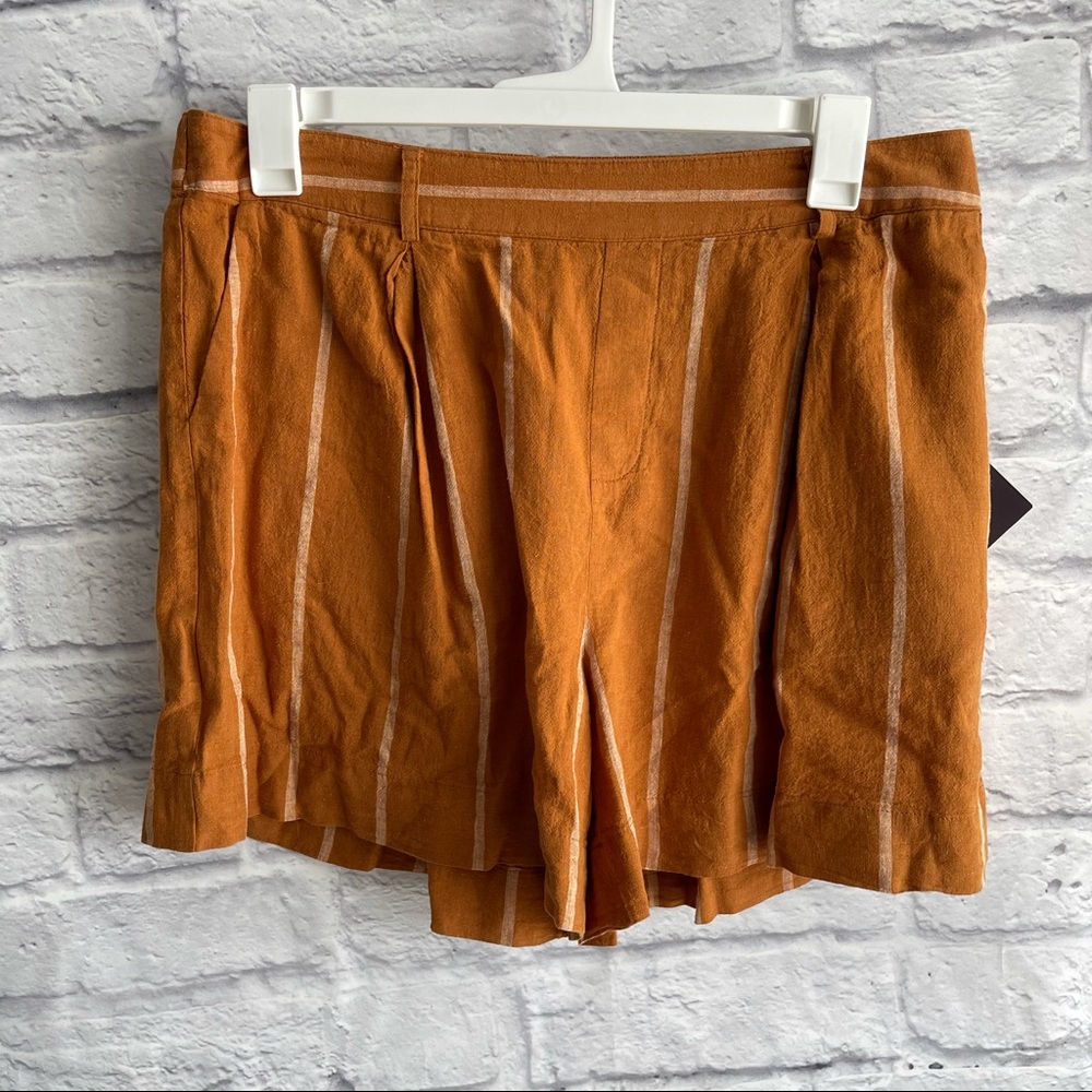 NEW AVA & VIV BROWN STRIPE SOFT SHORTS SIZE 1X